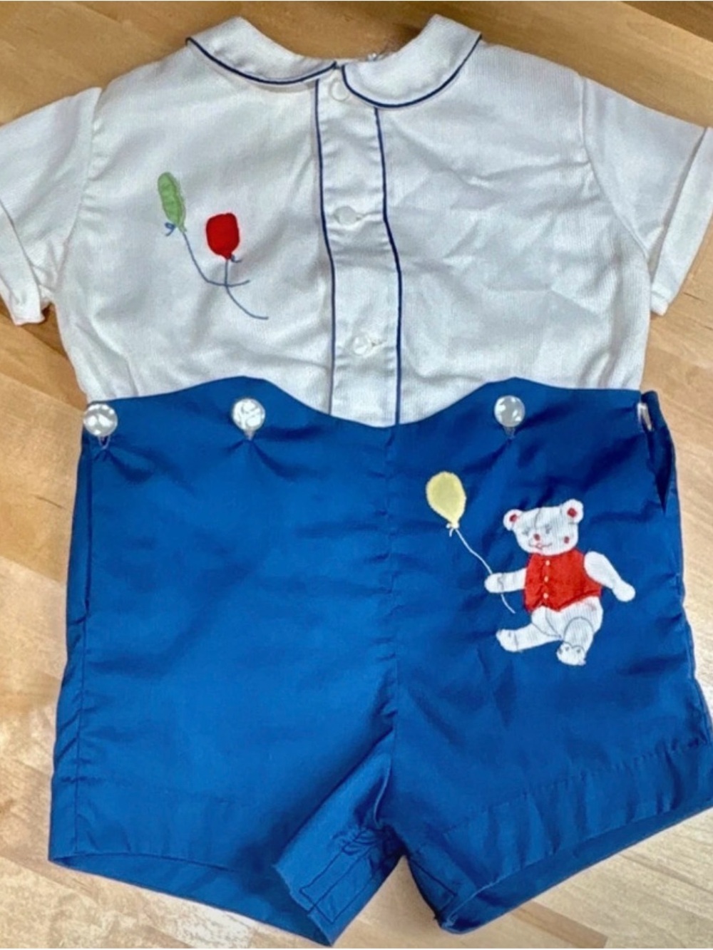 Toddler Boy Blue & White Teddy Balloon -4T